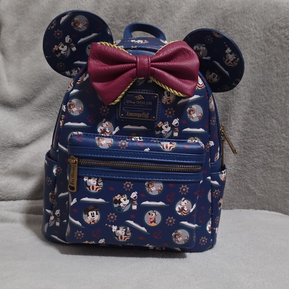 Loungefly Disney Cruise Line Mickey Mouse Mini Backpack Blue Red. NWT